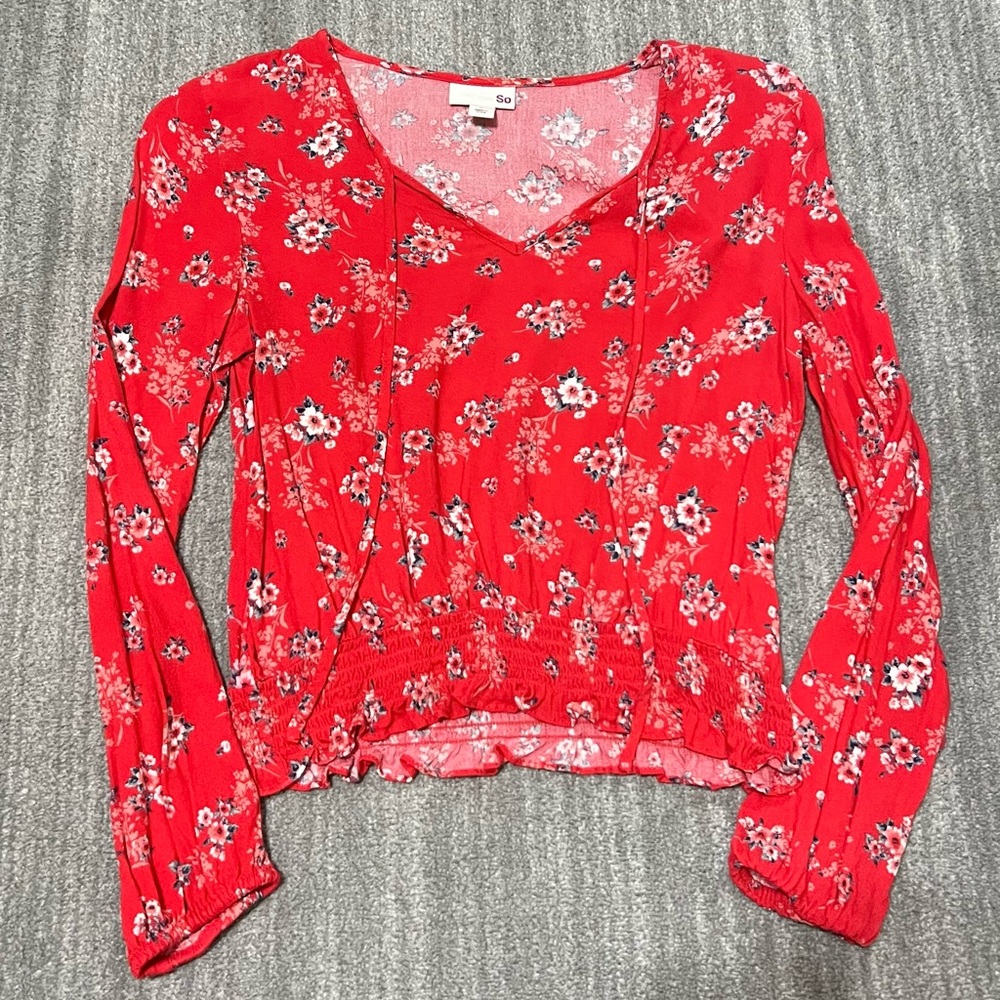 Mudd Red Floral Women's Blouse